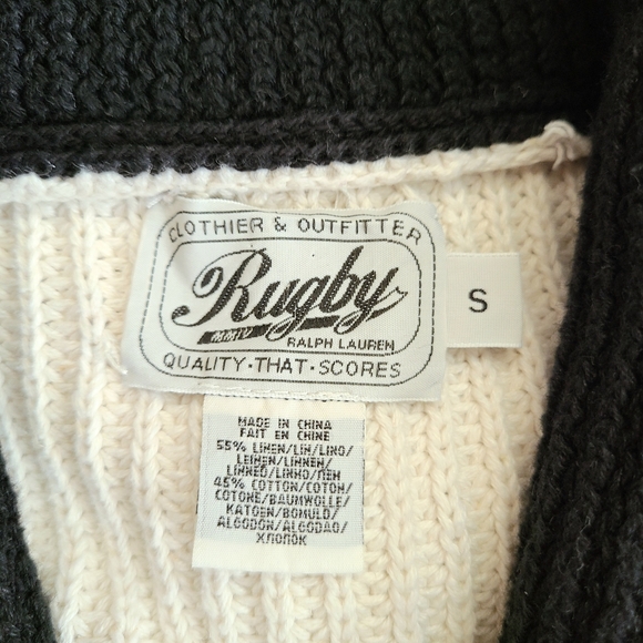 Ralph Lauren Rugby Varsity Letterman Shawl Collar Linen Cotton Cardigan Sweater - Picture 12 of 12